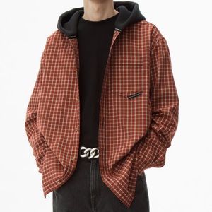 AlexanderWang Plaid Hooded Red Shirt